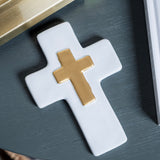 Hand-Painted Ceramic Wall Cross with Gold Gilded Detail - 6x4 (detail view 2)