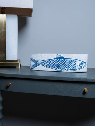 Blue & White Oval Fish Bowl