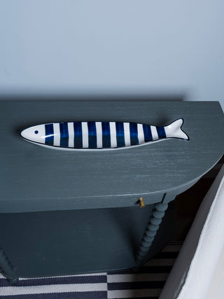 Blue/White Stripe Fish Plate