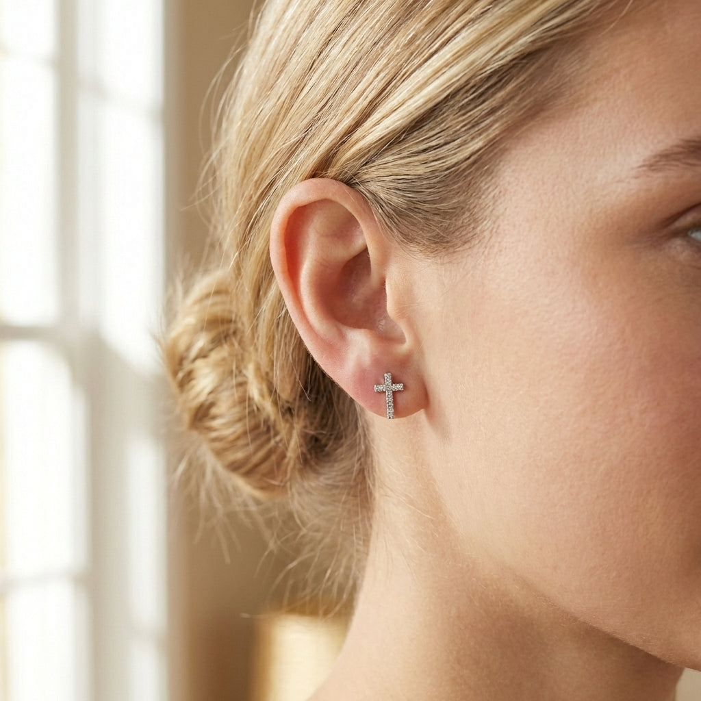 Dainty Cross Stud Earrings