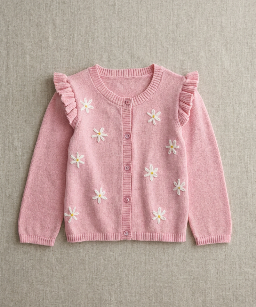 Hand-Embroidered Daisy Knit