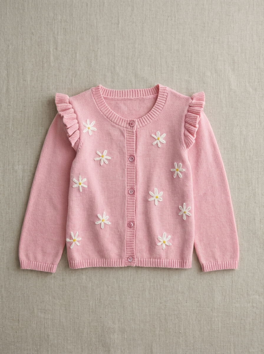 Hand-Embroidered Daisy Knit
