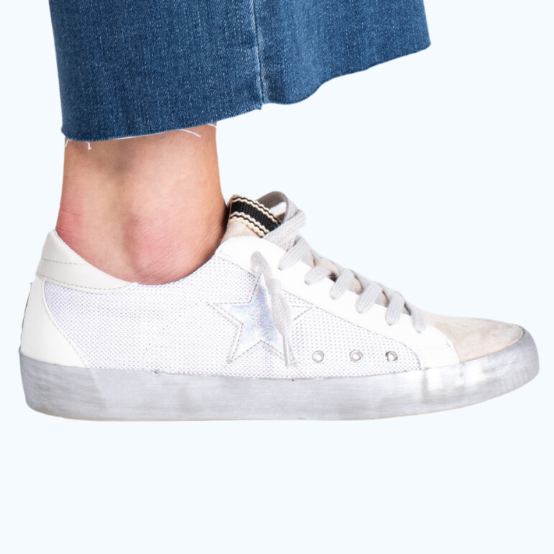 White Shoes With Star Design