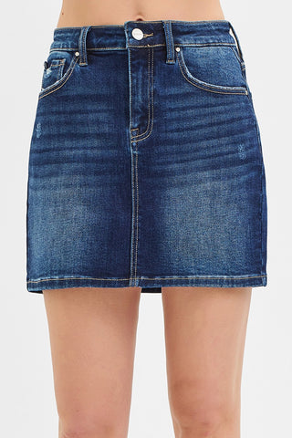 Mid Rise Denim Mini Skirt
