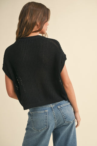 Dolman Sleeve Knitted Crewneck Top