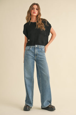 Dolman Sleeve Knitted Crewneck Top