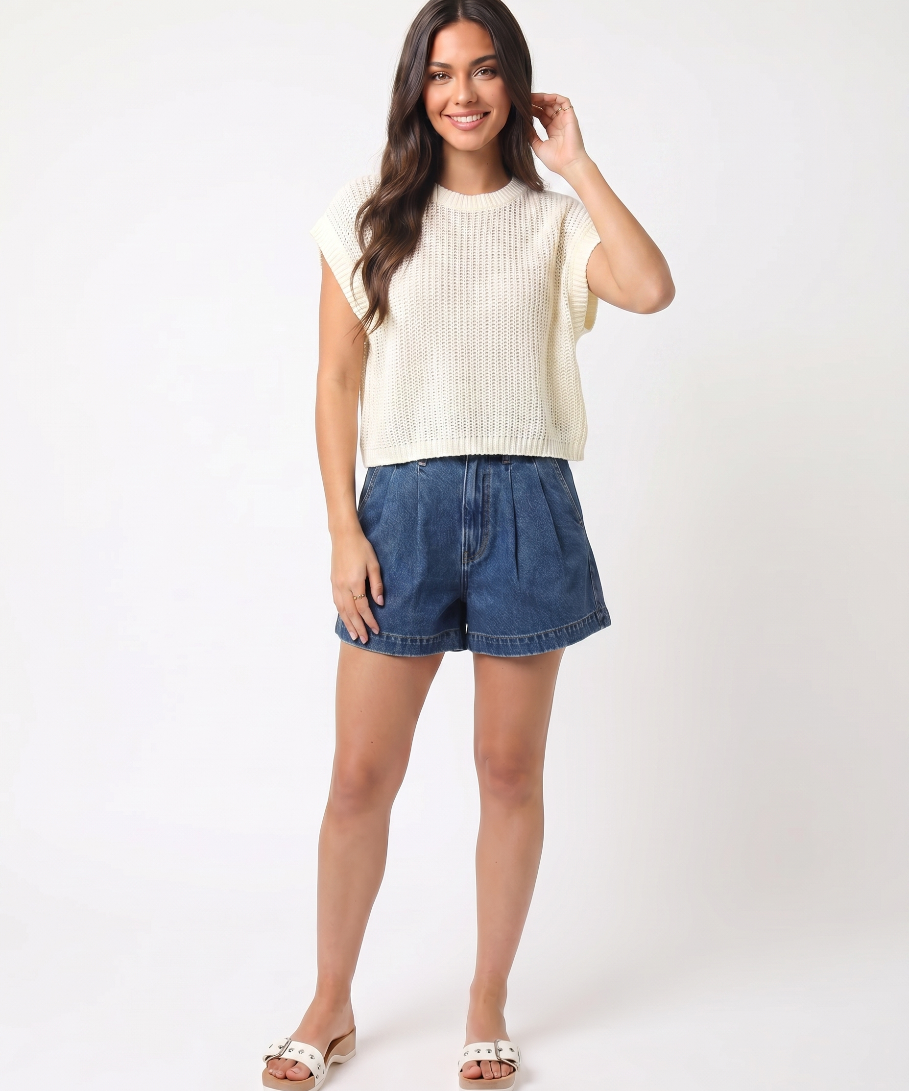 Dolman Sleeve Knitted Crewneck Top