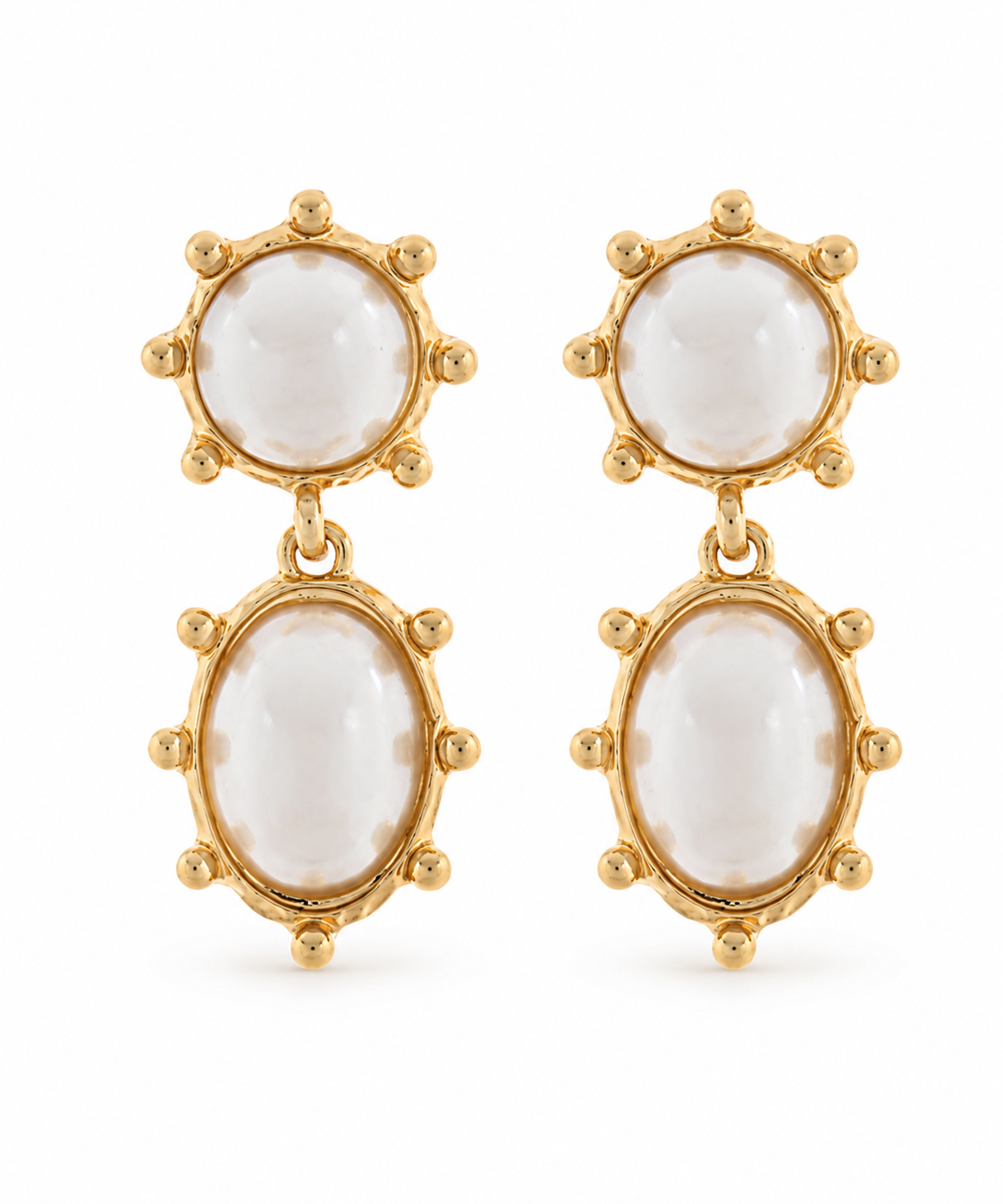 Dotted Double Jewel Earrings – Crystal & Pearl Cluster Stud Earrings
