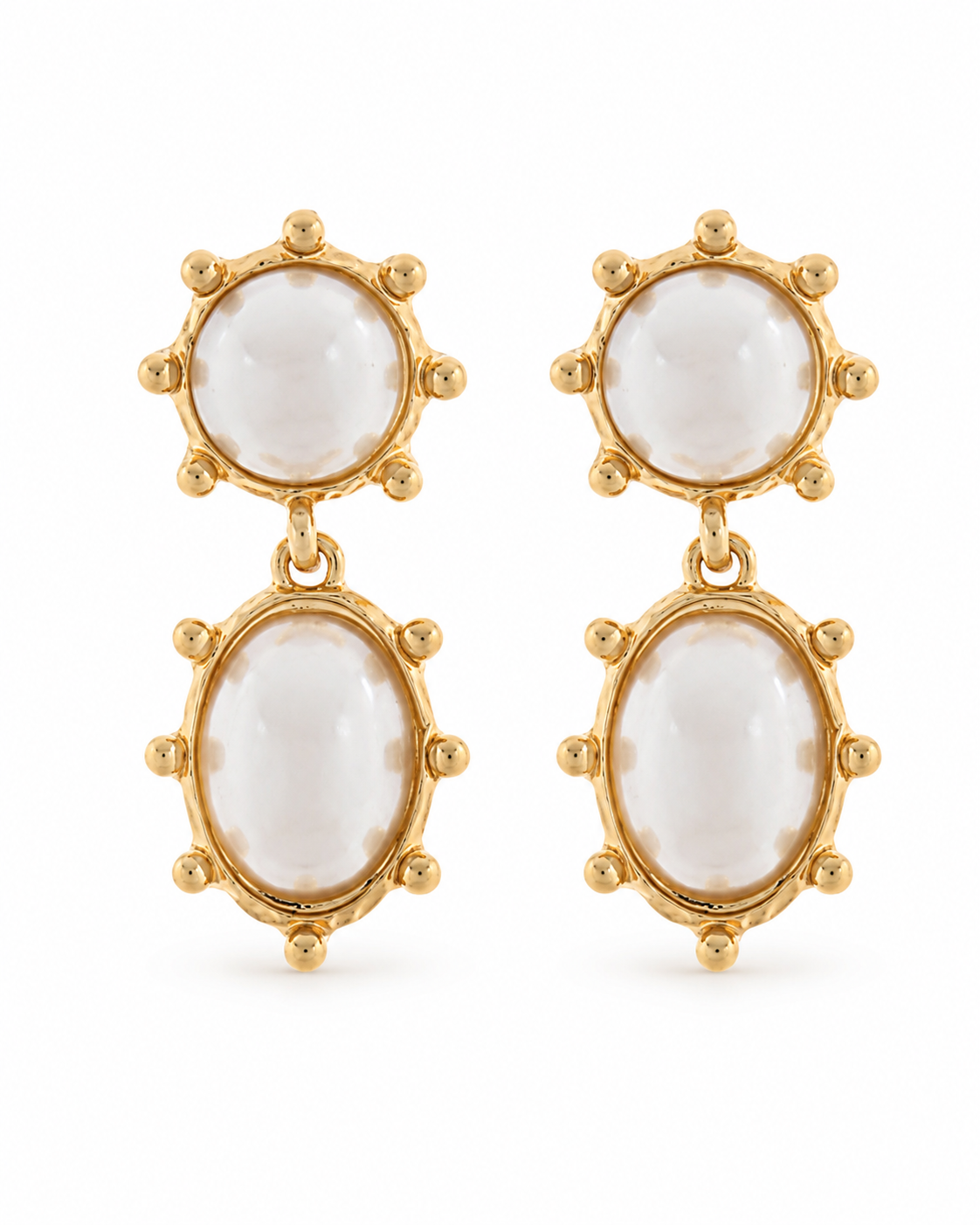 Dotted Double Jewel Earrings – Crystal & Pearl Cluster Stud Earrings