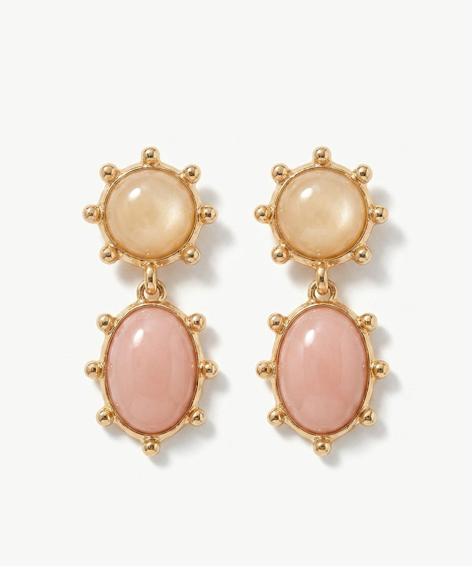 Dotted Double Jewel Earrings – Crystal & Pearl Cluster Stud Earrings (detail view 3)