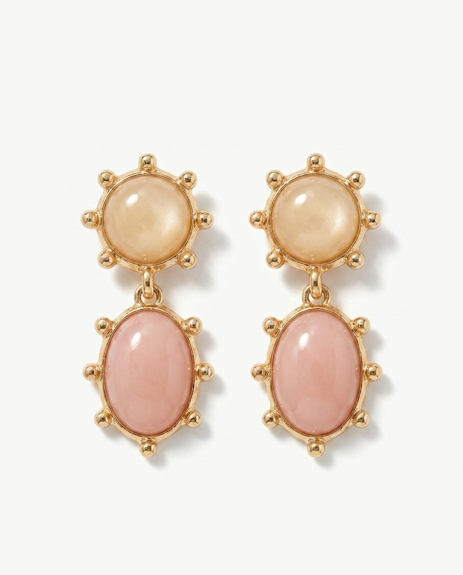 Dotted Double Jewel Earrings – Crystal & Pearl Cluster Stud Earrings (detail view 3)