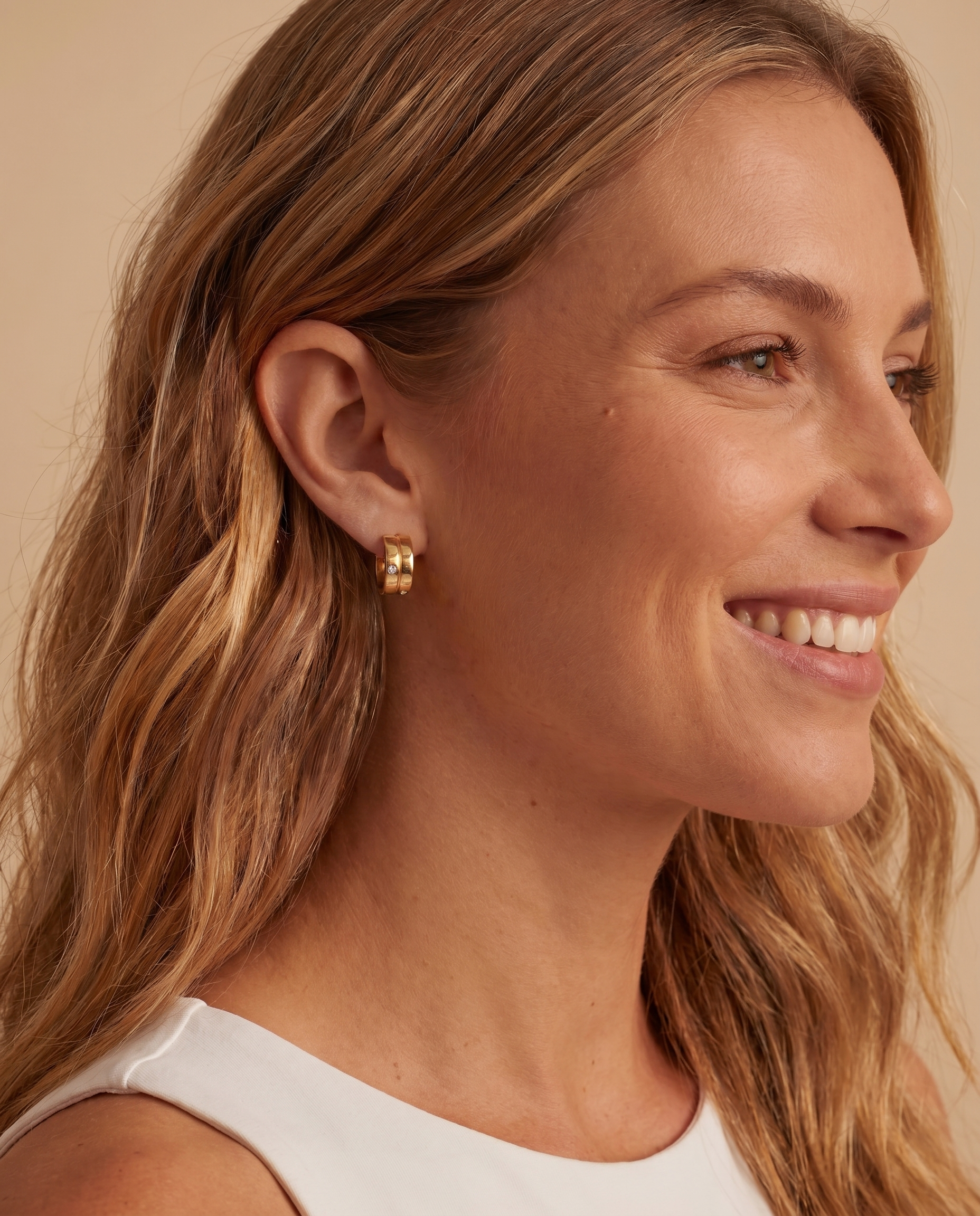 My Sister's Cottage | Waterproof | Double CZ Hoop Earrings (detail view 3)
