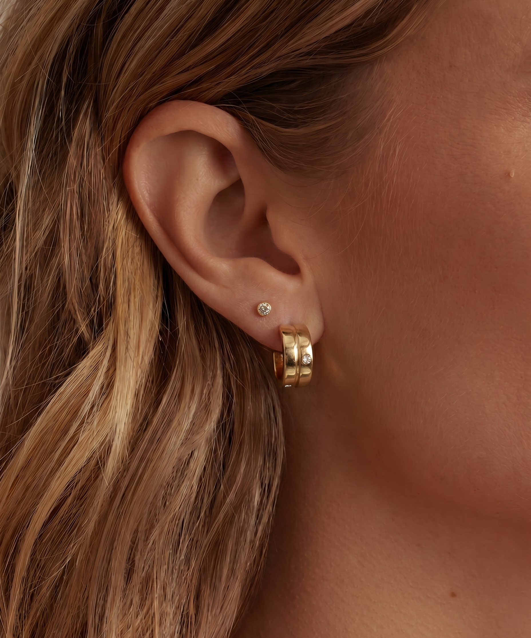 My Sister's Cottage | Waterproof | Double CZ Hoop Earrings (detail view 2)