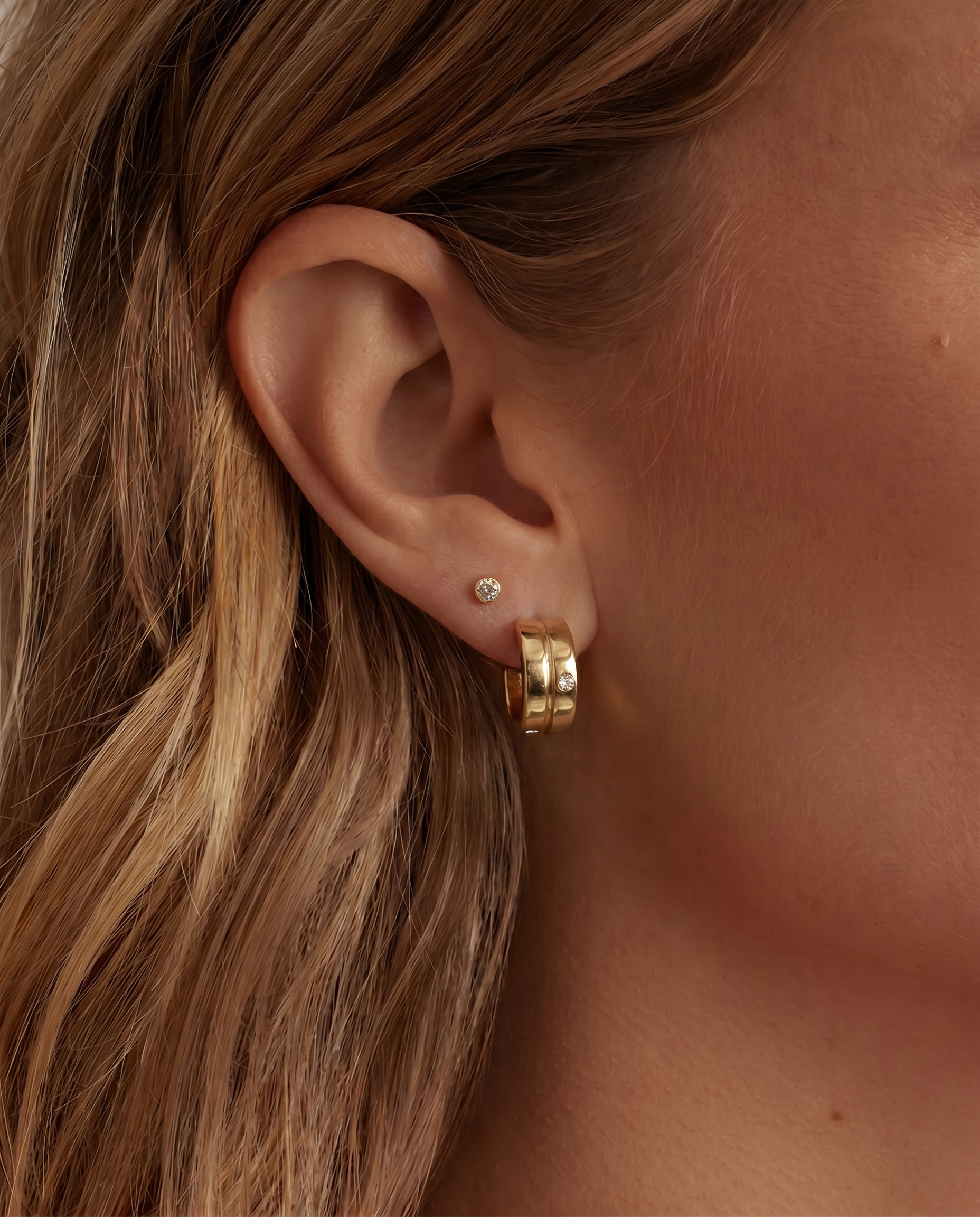 My Sister's Cottage | Waterproof | Double CZ Hoop Earrings (detail view 2)