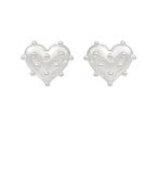 Pearl Deco Metal Heart Earrings