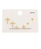 Gold and Pearl Cross Studs