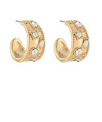 Pave Crystal Textured Hoops