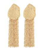 Hammered Teardrop Fringe Earrings