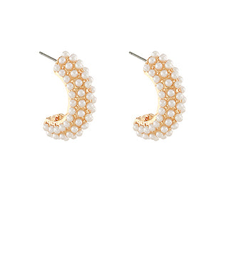 Pave Half Pearl Hoops