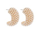 Wide Pave Pearl Hoops