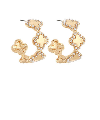 Pearl Lined Clover Hoops