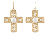 Dome Station Cross Earrings