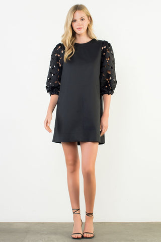 Eyelet Detail Short Sleeve Dress