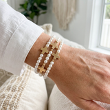 Faith & Pearl Beaded Stretch Bracelet Set with Gold Cross Charms – Religious Gift (detail view 2)