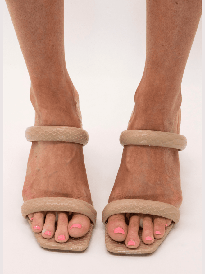 Farah Taupe Snake Heels