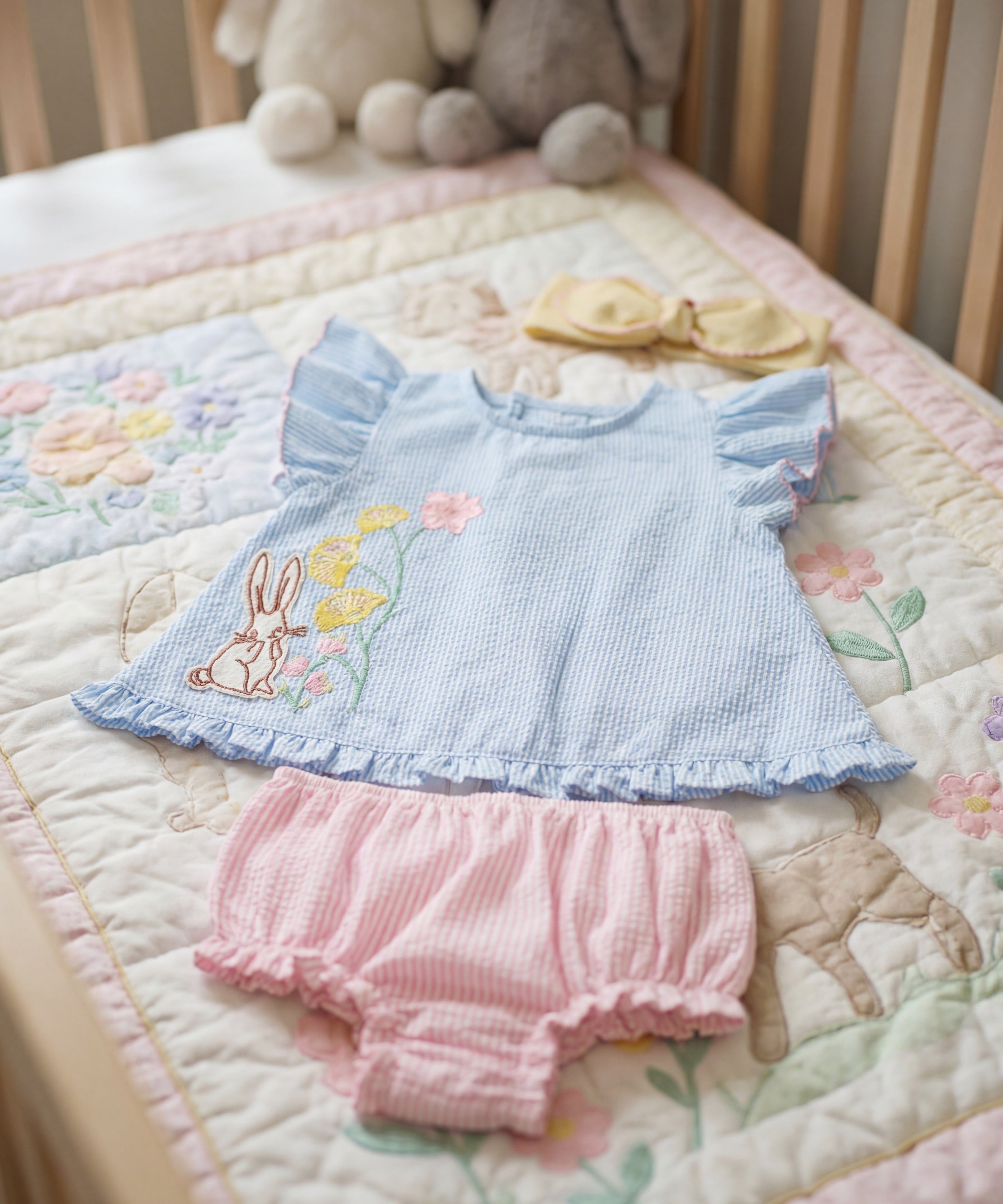 Floral Bunny Pinafore Set (detail view 2)