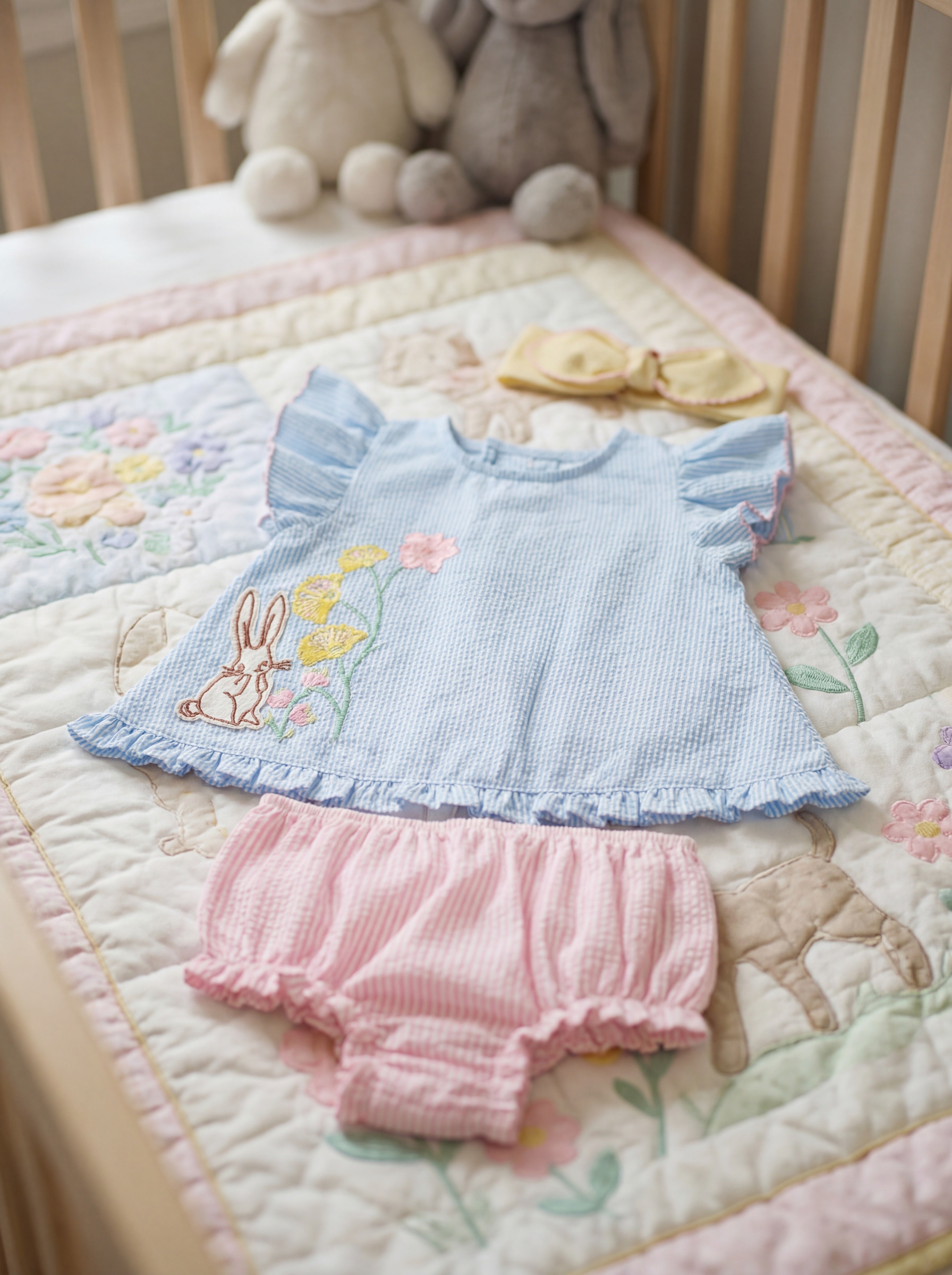 Floral Bunny Pinafore Set (detail view 2)