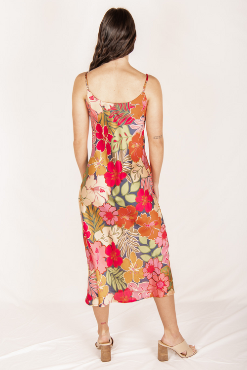 Floral Cowl Neck Midi Dress