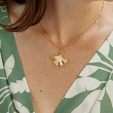Susan Shaw | 24k Gold | Ginkgo Paperclip Necklace