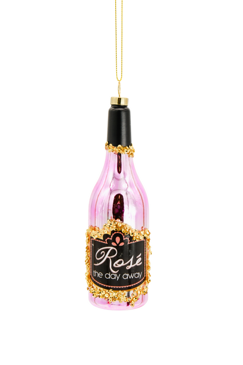 Glass Rosé Bottle Ornament