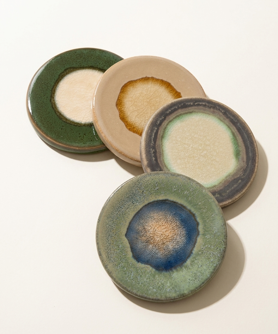 Spring Color Glazed Coaster – Colorful Glazed Ceramic Drink Coaster (detail view 2)