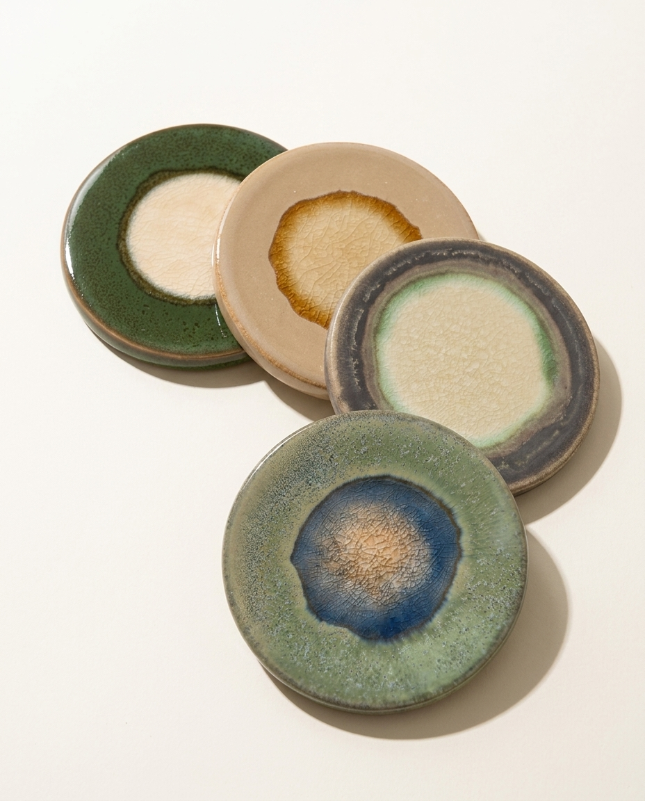 Spring Color Glazed Coaster – Colorful Glazed Ceramic Drink Coaster (detail view 2)