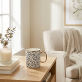 Gold Accent Tiny Flower Mug