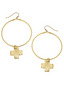 Gold Cross Drop Hoops