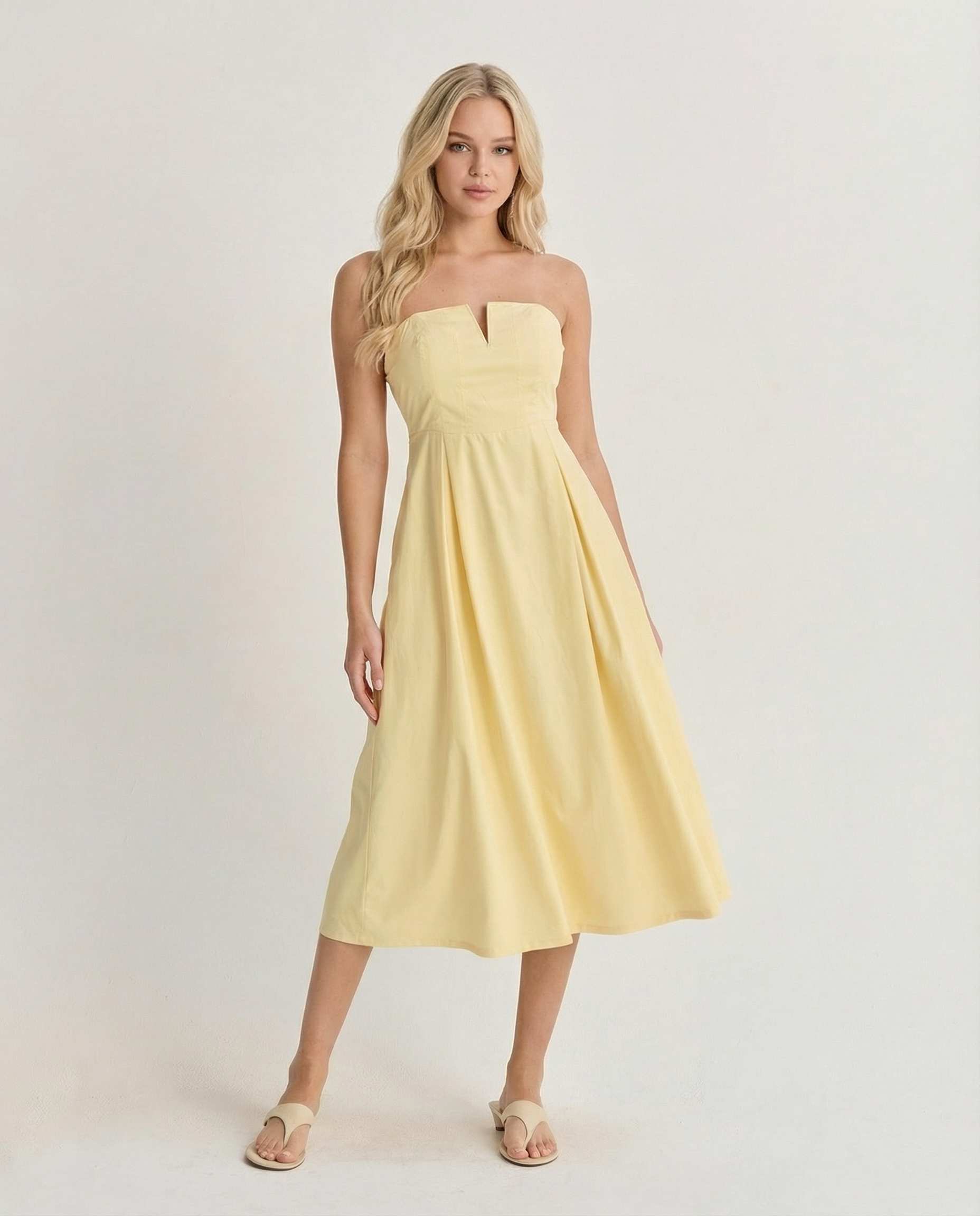 Golden Hour Strapless Midi Dress (detail view 5)