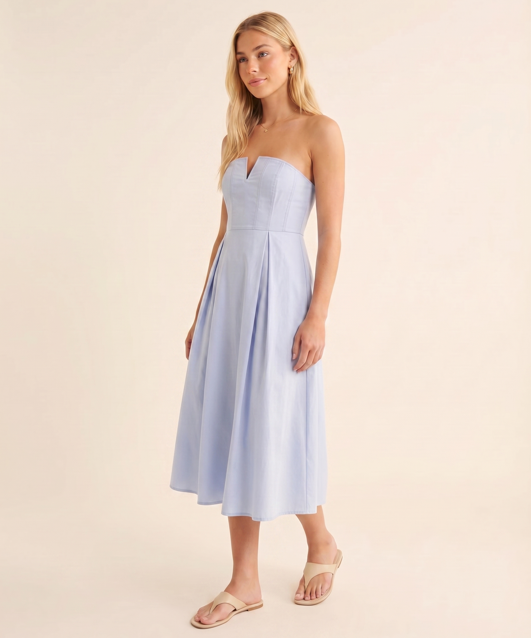 Golden Hour Strapless Midi Dress (detail view 4)