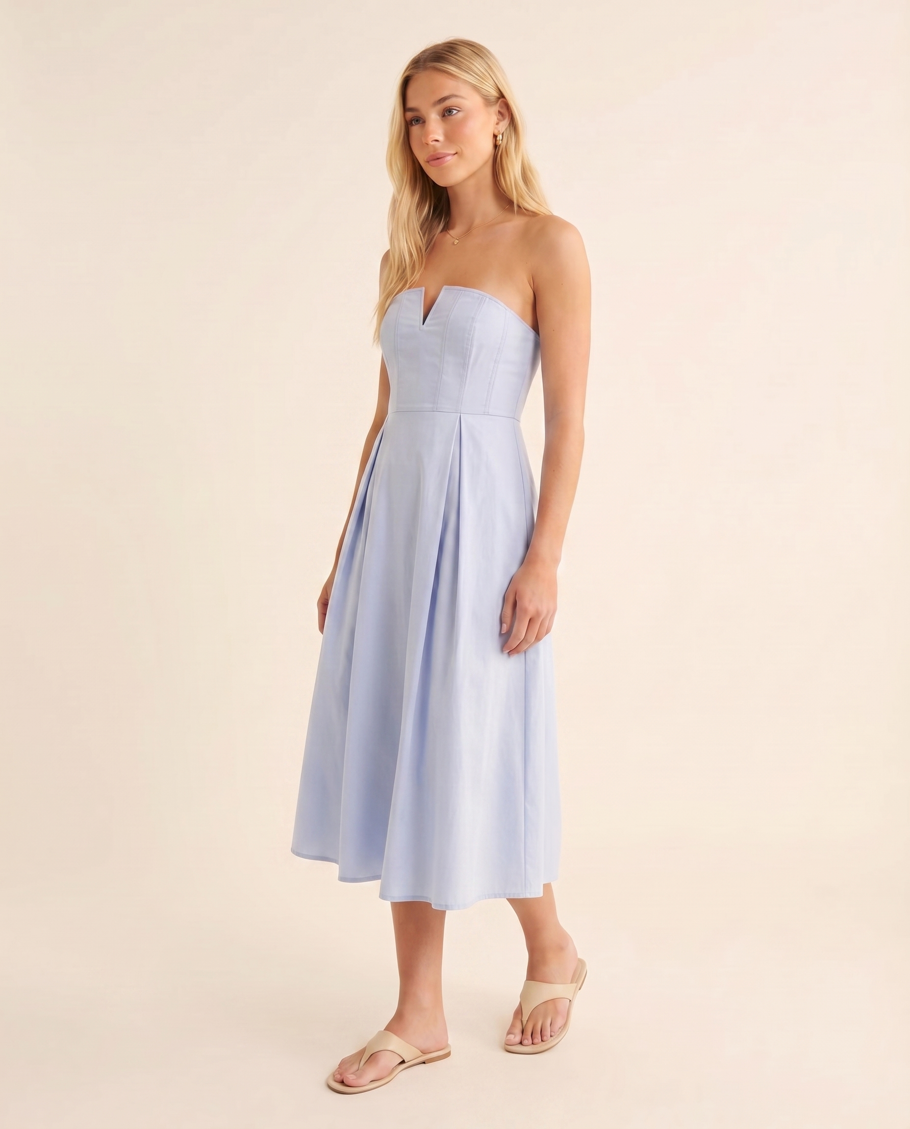 Golden Hour Strapless Midi Dress (detail view 4)