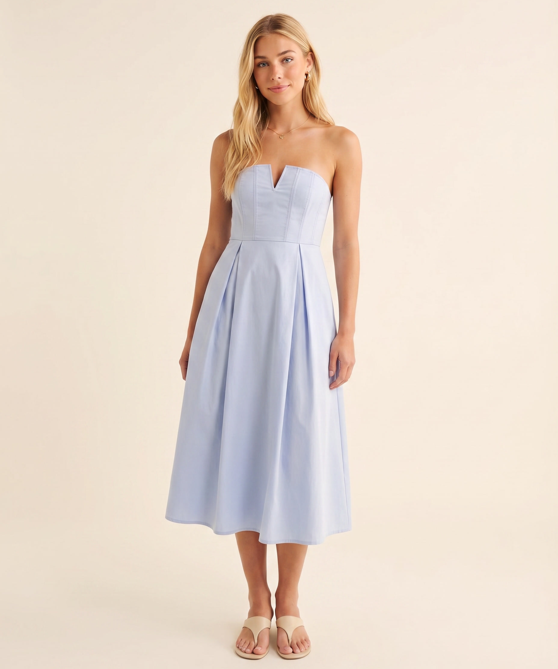Golden Hour Strapless Midi Dress