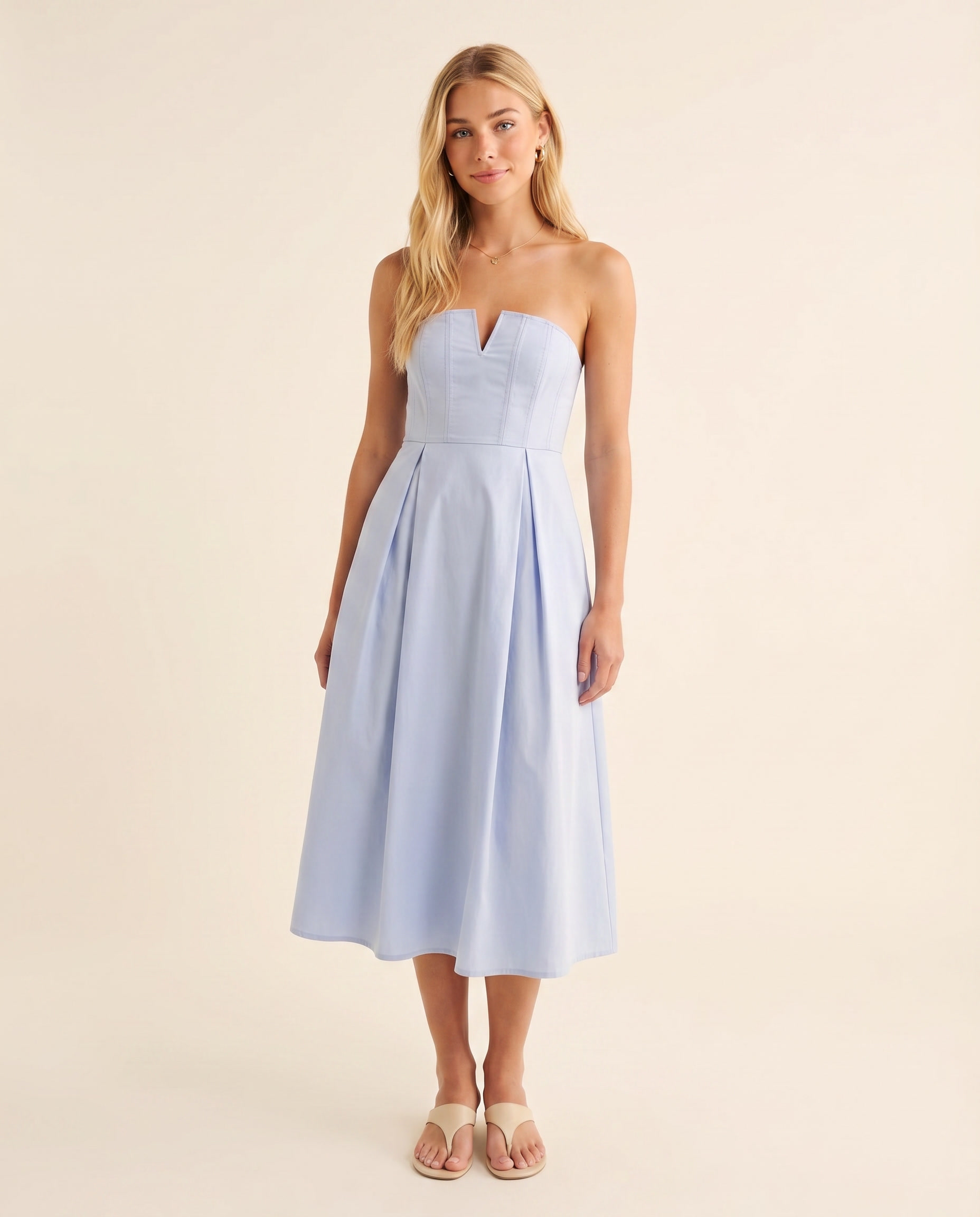 Golden Hour Strapless Midi Dress