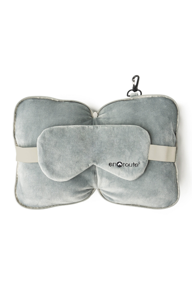 Gray Travel Pillow and Eye Mask