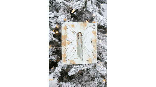 Gray Wood Angel Ornament