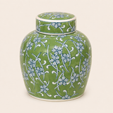 Green Floral Ginger Jar – Decorative Green Ceramic Ginger Jar for Home (detail view 2)