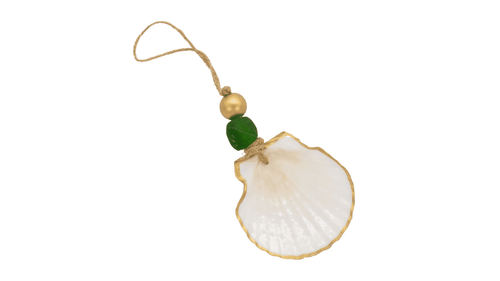 Green Gilded Scallop Coastal Holiday Ornament