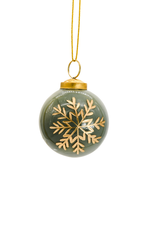 Green Snowflake Ball Ornament