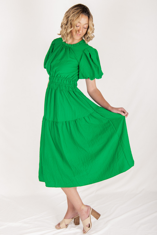 Green Textured Maxi Dress