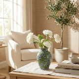 Green & Blue Floral Bouquet Vase